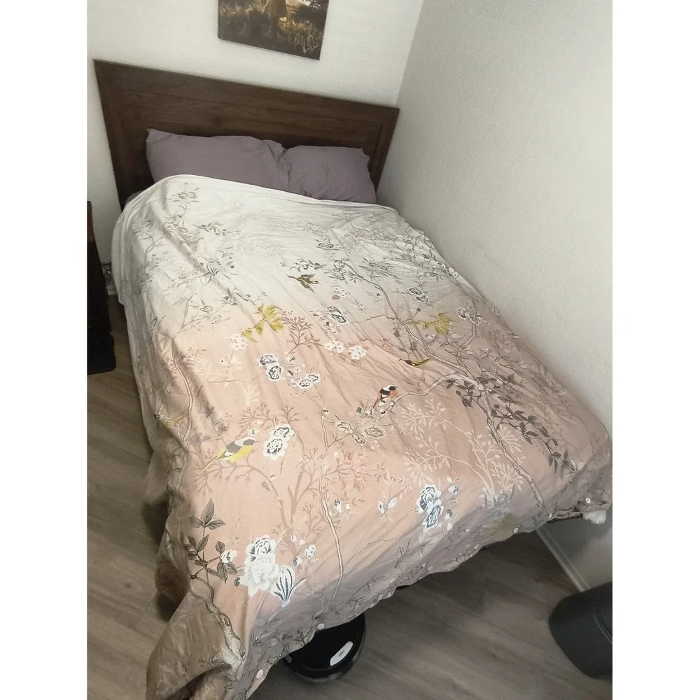 West Elm Organic Cotton Sateen Chinoiserie King Duvet Cover Floral Asian Hombre